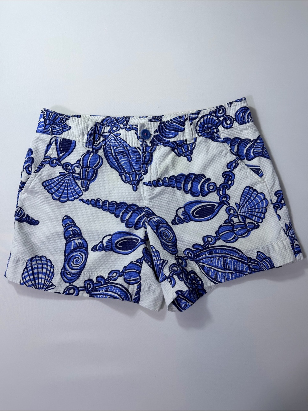 Lilly Pulitzer 100% Cotton Navy White Nautical Shells Callahan Short Size 6